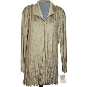 Dana Buchman Luxe Gold Metallic Cardigan Made in USA Size XL
